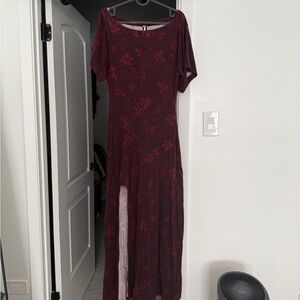 Free People Burgundy Floral Maxi Dress